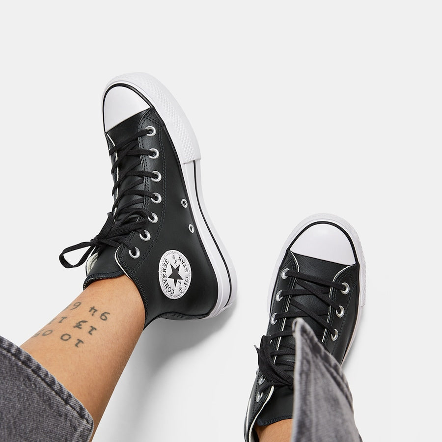 Chucks - All Star Plataforma PoliPiel Negra Alta